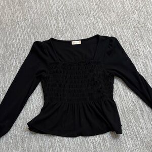 Altar'd State Black Smocked Blouse